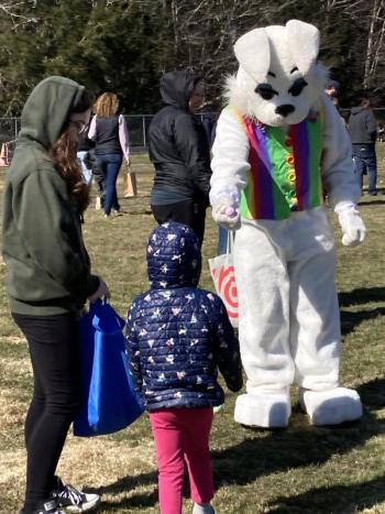 The Easter Bunny helps out. EDNA MILLER/Wiscasset Newspaper