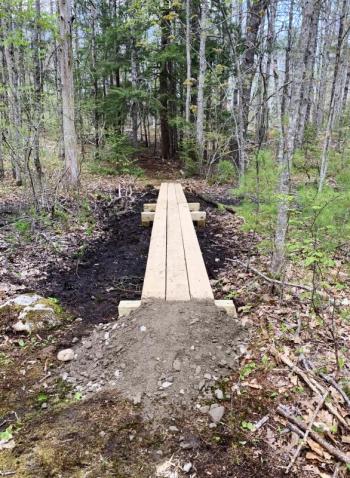 The completed bridge, with grading at both ends for easier wheelbarrow access. Courtesy of Coastal Rivers