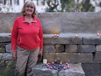 Artist Cecilia Ludwig offers painted rocks in remembrance of those lost to overdose. CANDI JONETH/Boothbay Register