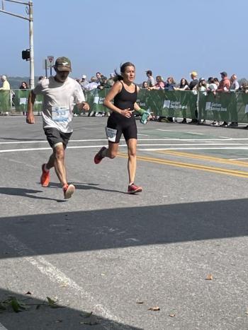 Alain finishing the marathon. Robin Ishmael photo