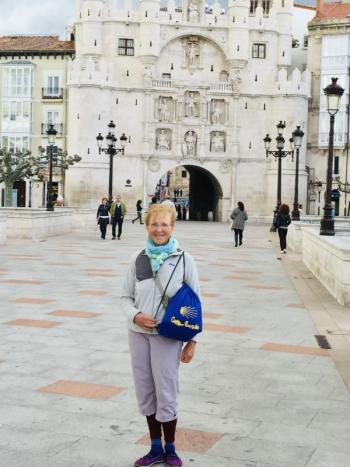Alina Blakesley at her journey’s end in Santiago de Compostela Cathedral in Galicia. Courtesy photo