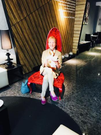 Alina Blakesley enjoys a tea time at journey’s end. Courtesy photo
