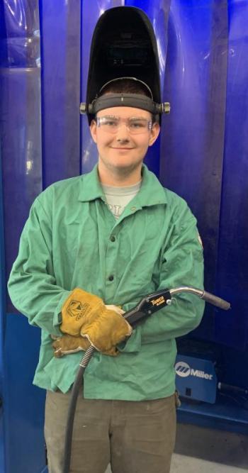 Wiscasset junior Mason Gray has learned keeping a steady hand is mandatory for a future welder. BILL PEARSON/Boothbay Register