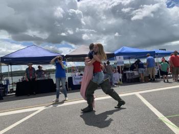 Emmalyn Tarrance, 13, carries brother Henry Tarrance, 8, in the relay. SUSAN JOHNS/Wiscasset Newspaper