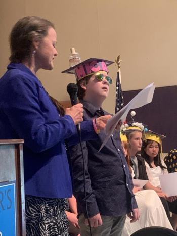 Edgecomb Eddy sixth grade graduate Micah Perry’s “super power” was described as “inventiveness” by the teaching staff. BILL PEARSON/Boothbay Register