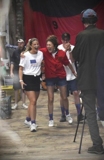 Lori Mitchell reacts to hearing Boothbay Craft Brewery was first place for the judges. LISA KRISTOFF/Boothbay Register