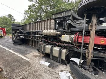 Truck rollover accident on Route 27, Boothbay on Thursday, July 18. Mark Sullivan photo
