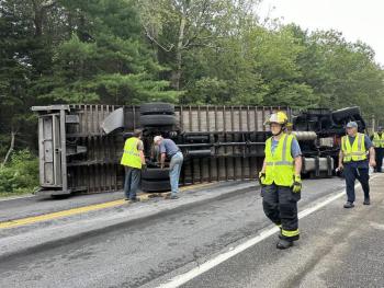 Truck rollover accident on Route 27, Boothbay on Thursday, July 18. Mark Sullivan photo