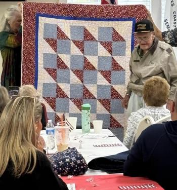 U.S. Navy veteran Barclay Shepard was one of 19 recipients Sept. 21 during the Quilts of Appreciation ceremony held at the Boothbay American Legion. Courtesy photo Barclay Shepard
