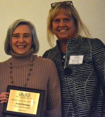 Janis Bunting, Penobscot Bay Pilot Advertising Director, and Sarah Morley, General Manager for the Boothbay Register/Wiscasset Newspaper (Photo by Chance Files) Janis Bunting, Penobscot Bay Pilot Advertising Director, and Sarah Morley, General Manager for the Boothbay Register/Wiscasset Newspaper (Photo by Chance Files)
