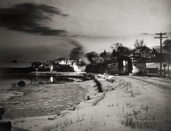“Night Train at Wiscasset Station,” Kosti Ruohomaa photo. Courtesy of Maine Art Gallery