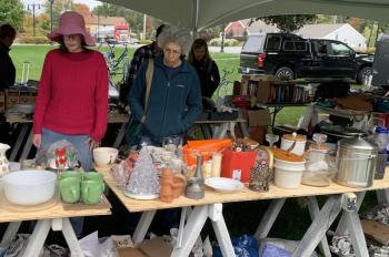 Organizers had merchandise ranging from furniture to tennis rackets for sale at the Post 36 yard sale. BILL PEARSON/Boothbay Register More fabulous merchandise