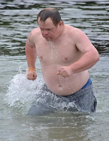Danny Miller at the Leprechaun Leap on Southport. KEVIN BURNHAM/Boothbay Register