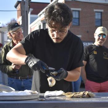 Oyster shucking at the Pemaquid Oyster Festival. FRITZ FREUDENBERGER/Boothbay Register