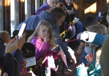 Waiting for Santa's arrival at the Boothbay Railway Village Museum. ISABELLE CURTIS/Boothbay Register