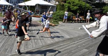Pirates prepare for a fight during the Windjammer Days Battle for Boothbay Harbor. FRITZ FREUDENBERGER/Boothbay Register
