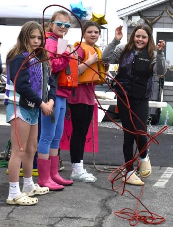 BRES students participate in sailing-themed activities during an open house with the crew of the schooner Bowdoin May 28. FRITZ FREUDENBERGER/Boothbay Register
