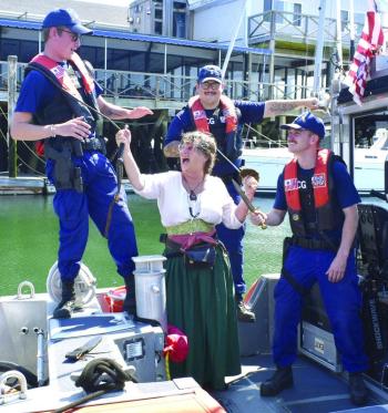 Bloody Belle “captures” a Coast Guard vessel June 25 during the 2024 Windjammer Days. FRITZ FREUDENBERGER/Boothbay Register