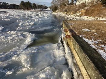 The bulkhead's support structure was damaged by the January 2024 storm surge. Courtesy of Jason Shaw