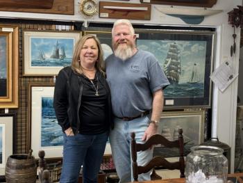 Laura and Tony de Haas of East Boothbay Trading Co. at 218 Ocean Point Road. LISA KRISTOFF/Boothbay Register Laura and Tony de Haas of East Boothbay Trading Co. at 218 Ocean Point Road. LISA KRISTOFF/Boothbay Register