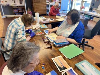 Lincoln Home residents meet monthly to create pastel paintings with Kim Traina. Courtesy photo