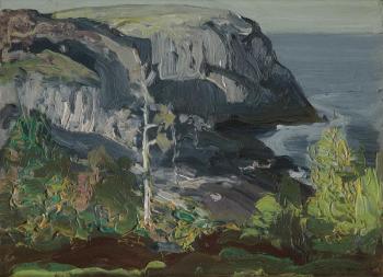 George Wesley Bellows (1882-1925), Ocean Headland, Black Head, Monhegan, 1911, oil on panel, Monhegan Museum of Art & History, Gift of Susan Bateson and Stephen Fuller