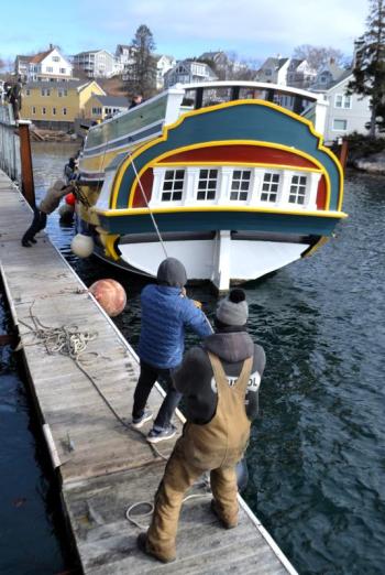 The Eleanor at the March 13 launch. FRITZ FREUDENBERGER/Boothbay Register