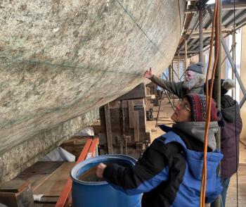 The copper-clad hull of the Eleanor. FRITZ FREUDENBERGER/Boothbay Register