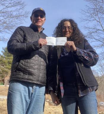 Bill Vaughan from the Damariscotta/Newcastle Rotary and Erica Berman executive director of Veggies to Table. Courtesy photo