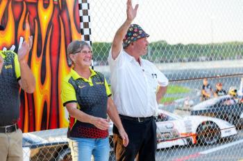 Boss Hogg Pre-Race: Track owner Vanessa Jordan, left, greets drivers and fans before the start of the 2024 Boss Hogg 150. Jasen Dickey Photography Boss Hogg Pre-Race: Track owner Vanessa Jordan, left, greets drivers and fans before the start of the 2024 Boss Hogg 150. Jasen Dickey Photography