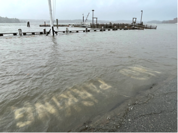 A flooded Wiscasset waterfront parking lot. Courtesy photo 