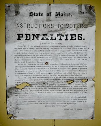 A notice from the late 1890s on display in the meeting room. PHIL DI VECE/Wiscasset Newspaper