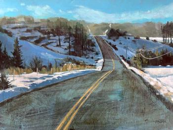 A juried show of works by MAG artist members is on exhibit in the second floor gallery. Shown here is Daybreak on the Hilltops by Brian Dubina of Alna. A juried show of works by MAG artist members is on exhibit in the second floor gallery. Shown here is Daybreak on the Hilltops by Brian Dubina of Alna.
