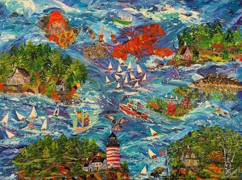 Sandra Chase Morrissey" - “Celebrating Maine’s Energetic Coast" - acrylic. Courtesy of BRAF