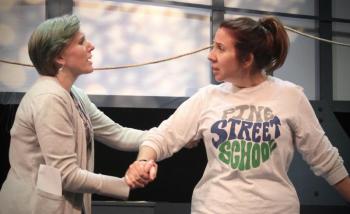 Emily Sue Barker (left) and Teralyn Reiter in rehearsal for Heartwood's "Silent Sky", running June 20-28 in the Poe Theater, Newcastle. Courtesy of Joy Braley