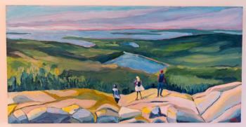 A juried show of works by MAG artist members is on exhibit in the second floor gallery. Shown here is Mount Desert Island Vista, by Cynthia Sortwell of Portland. A juried show of works by MAG artist members is on exhibit in the second floor gallery. Shown here is Mount Desert Island Vista, by Cynthia Sortwell of Portland.