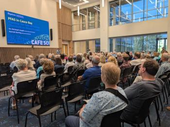 CANDI JONETH/Boothbay Register Bigelow addresses PFAS contamination in Casco Bay and beyond