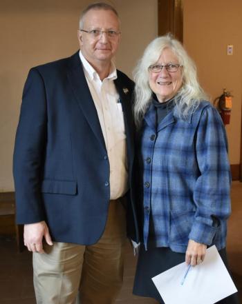 Matthew Mank, chairman of Honor Flight Maine and Allison Hepler, Woolwich selectman and District 49 state representative. PHIL DI VECE/Wiscasset Newspaper. 