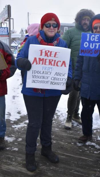 “I am appalled at what the administration is doing to this country," said Sarah Foulger. ISABELLE CURTIS/Boothbay Register