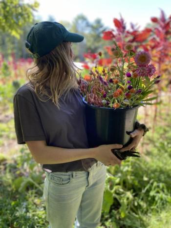 Mae Krieg with flowers. Eric Berman photo