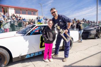 Strictly Street winner Chaz Briggs with Jr. Official Abby Colson in Victory Lane. Jasen Dickey Photography