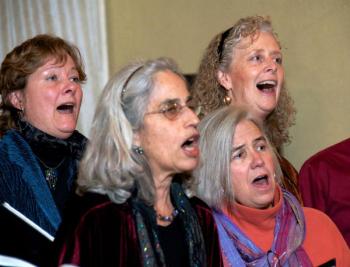 Singers in an earlier singing community led by Susan Borg. Photo by Susan Borg
