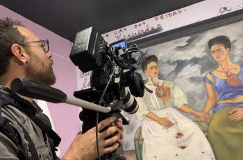 "The Two Fridas." 1939. A scene in the Exhibition On Screen (EOS) film, "Frida Kahlo: The Making of an Icon." See it at the Lincoln Theater May 28 & 29. Courtesy of EOS