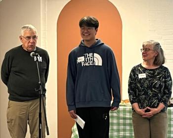 Eason Cui with his tutor Steve and Program Director Katie Clark. Courtesy photo