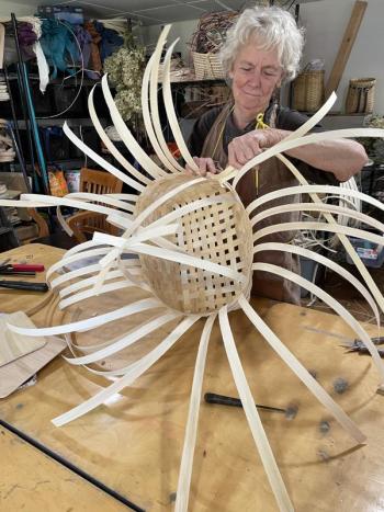 Wiscasset basketmaker Maré Lemay, demonstrates her craft, 4-6 p.m. at Widener Company during WAW July 30. Lucia Droby photo