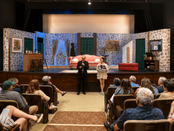 The prize giveaway at Waldo Theatre by Jeff Wiseman and Savannah Compare. Erica Berman photo