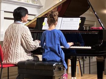 Executive Director & Violin Faculty Josie Davis and student. Courtesy photo