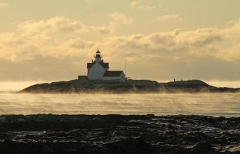 Steve Edwards'  front-page scenic, “Sea Smoke near Cuckolds Lighthouse,” in January 2026, came in second in the Weekly category. File photo