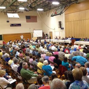 More than 300 Boothbay residents raised their hands Wednesday when asked if they wanted to keep St. Andrews Hospital open. The action came during a joint meeting of the elected representatives of Boothbay, Boothbay Harbor, Southport and Edgecomb. SUE MELLO/Boothbay Register