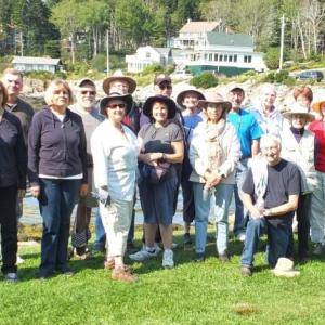 Plein Air Painters at Ocean Point. From left, front row are Roger Milinowski, Margaret Canepa, Sarah Greenier, Susan Stranc, Betsy Lewis, Marjet Lesk, Tony van Hasselt, Corinne McIntyre, Gail Morrison; back row are Ken Carlson, Tom Whittle Daniel Shaw, Jacob Towle, Bobbie Heath, Jim Taliana, Sue Heil Kibbe, Celene Farris, Geoff Bladon, Sally Smith, Brenda Haley. Missing were Bob Grant, Roberta Goschke and Carole Palmer. JOHN EDWARDS/Boothbay Register Plein Aire Painters at Ocean Point. From left, front row are Roger Milinowski, Margaret Canepa, Sarah Greenier, Susan Stranc, Betsy Lewis, Marjet Lesk, Tony van Hasselt, Corinne McIntyre, Gail Morrison; back row are Ken Carlson, Tom Whittle Daniel Shaw, Jacob Towle, Bobbie Heath, Jim Taliana, Sue Heil Kibbe, Celene Farris, Geoff Bladon, Sally Smith, Brenda Haley. Missing were Bob Grant, Roberta Goschke and Carole Palmer. JOHN EDWARDS/Boothbay Register